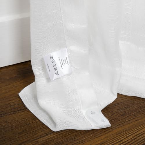 Image of TWOPAGES White Pinch Pleated Sheer Curtains, 26 inch W x 84 inch L, 2 Panels