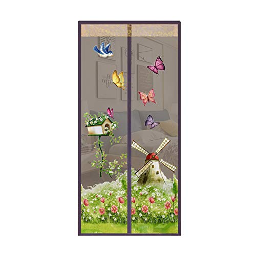 happyhouse009 Cortina magnética para puerta de jardín, con diseño de mariposa, antimosca, antiinsectos, manos-libres, para verano, pantalla magnética, para ventana, puerta, café, 100 x 210 cm