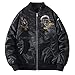 XYXIONGMAO Streetwear Bomber Jackets Windbreaker Techwear ghost embroidery pattern Clothes Flight Jacket for Men(Black,M)