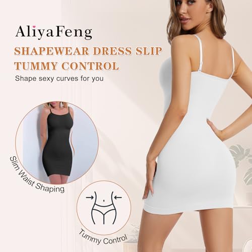 Image of Womens Shapewear Slips for Under Dresses Tummy Control Slip Dress Seamless Full Body Shaper