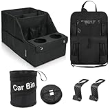 5-in-1 Auto Organizer Set, Autositz Organizer + Rücksitz Organizer + Auto Mülleimer + 2 Kopfstützenhaken, Multifunktionales Auto Zubehör Autoorganizer für Beifahrersitz, Kinder, Kofferraum - Klappbar