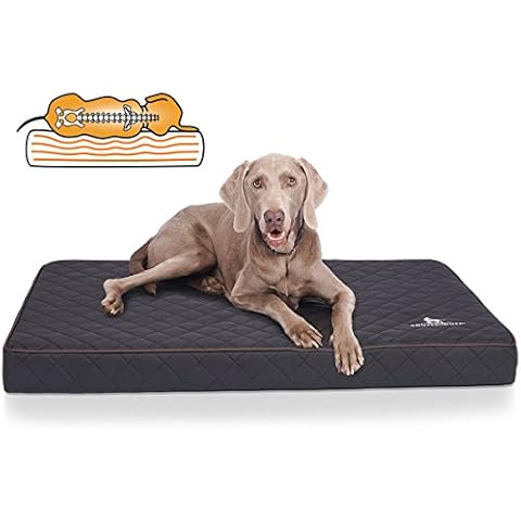 Knuffelwuff Orthopädische Hundematte Juna Hundebett aus laser gestepptem Kunstleder waschbar Hunde ortho orthopädisch memory 78x65cm Schwarz Cover