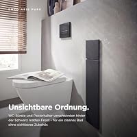 emco ASIS Pure Unterputz-Schrankmodul für die Klobürstengarnitur, Badezimmerschrank mit Toilettenpapierhalter, Hochschrank mit "Push to Open"-Funktion, Anschlag rechts, Schwarz matt – Ansicht 4