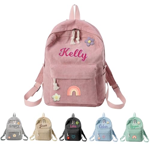 Duckbe Embroidered Corduroy School Bag