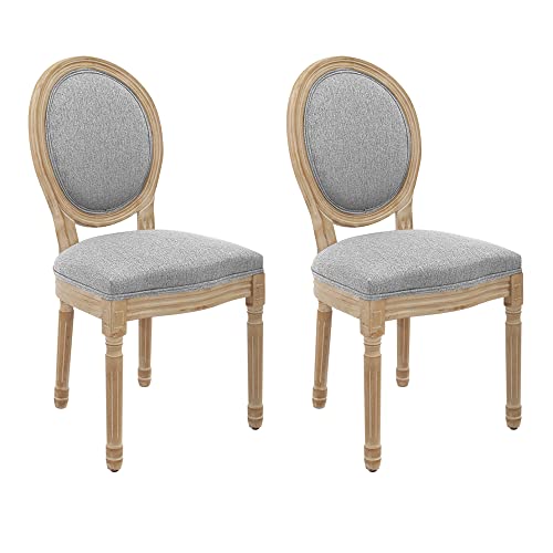 Canglong Farmhouse Room Accent, Modern Distressed Bedroom Round Back Dining Chairs, Set Of 2, Dark Grey 1 #TOP3