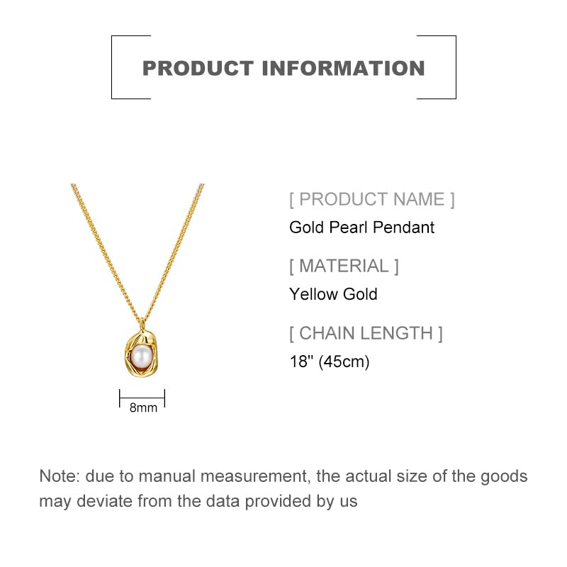 14K Gold Pearl Pendant Necklace for Women,Freshwater Cultured Pearl Chain Necklace,18",Christmas Gift for Her2