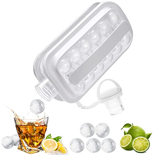 Gridspace Ice Sphere Maker 2 in 1 Portable Ice Ball Maker Sanitary Ice Cube Trays for Freezer-Ice Maker Mold Makes 17 Round Ice Cube Portable Ice Maker Trays BPA-Free (White)