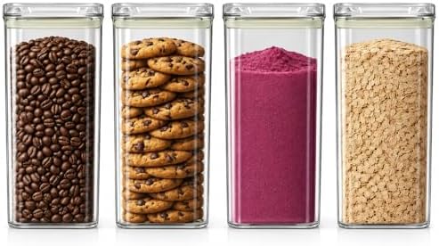 Kit 4 Potes Herméticos 1,5L - BPA Free, Porta Tempero, Porta Mantimentos para Cozinha e Organização