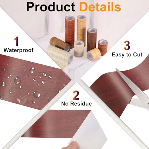 Image of PATIKIL Wood Grain Tape 2 inch x 32 ft, Self-Adhesive Wood Texture Repair Tape Realistic Wooden Effect Patch for Furniture Cabinets Floor Walls, Walnut