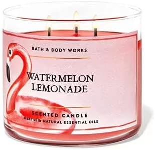 Bath & Body Works, White Barn 3-Wick Candle w/Essential Oils - 14.5 oz - 2021 Summer Collection! (Watermelon Lemonade)