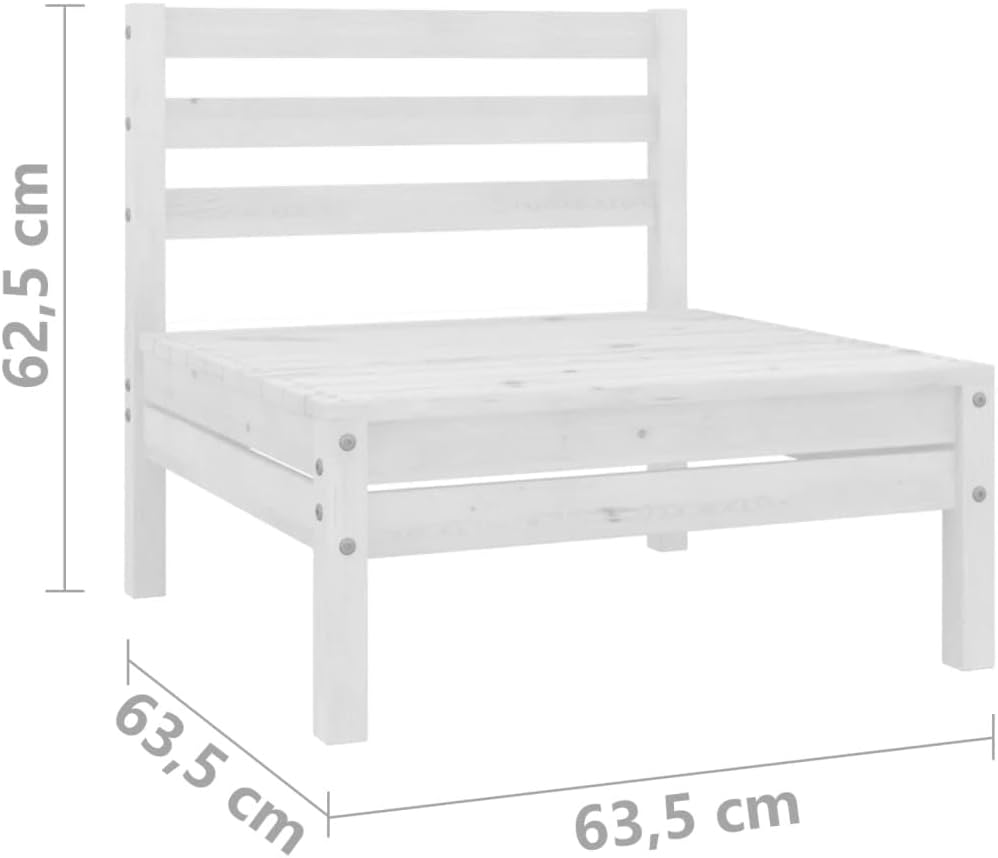 Outdoor Patio Loveseat, 25"x25"x25" White Solid Pinewood Garden Sofa with Modular Design, UV-Resistant Matte Finish for Lawn, Porch, Balcony and Poolside Setting