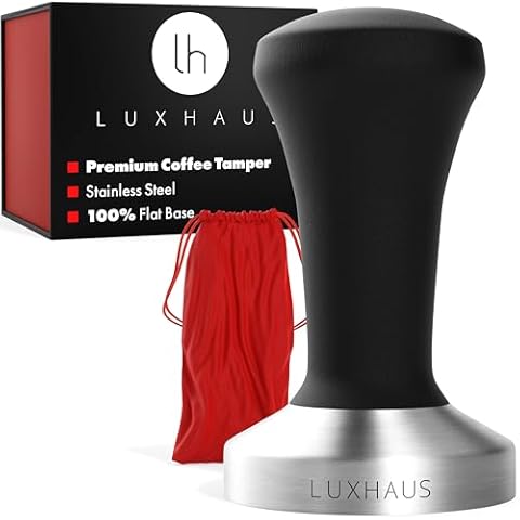LuxHaus 58mm Espresso Tamper - Premium Barista Coffee Tamper with 100% Flat Stainless Steel Base Cover