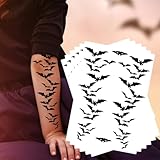 Bat Tattoos, 6-Pack Black Bats Halloween Temporary Tattoo for Women Men Adults Kids Art Makeup Cosplay Festivals Parties