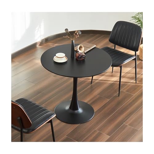Round Dining Table, 31.5" Circle Tulip Table with Thickened Tabletop & Metal Pedestal, Mid Century Modern Bistro Table for Kitchen, Small Places, Living Room, Cafe (Black) - Image 6