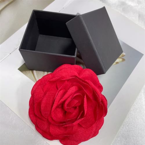 Image of Dainty Fabric Peony Flower Brooches Pin Delicate Camellia Flower Brooch Classic for Women Wedding Party Dance Banquet Elegant Lapel Pins Dress Suit Ceremony Clothes Accessories Jewelry Gifts 100mm