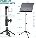 Vekkia Professional Portable Sheet Music Stand - Folding Adjustable Holder, with Carrying Bag, Sturdy for Instrumental Performance, Band & Travel