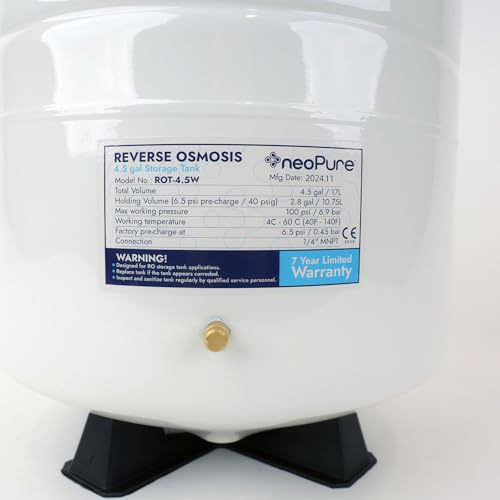 Neo-Pure 4.5 Gallon Reverse Osmosis Water Storage Tank – White Powder-Coated Steel RO Tank with Durable Construction, Corrosion Resistance, and 1/4" Connection for Home Filtration Systems - Thumbnail 6