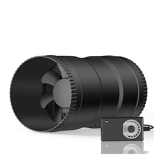 Hon&Guan 4 Inch Inline Booster Duct Fan with Speed Controller - 130 CFM Airflow with 6W Ultra-Low Power and Low Noise