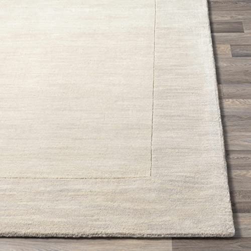 Hauteloom Ronkonkoma Wool Hallway, Kitchen Runner Rug - Solid & Border - Beige - 2'6" X 8' #TOP7