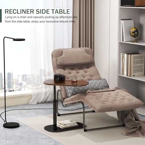 أوركيد إم® طاولة جانبية على شكل حرف C بارتفاع قابل للتعديل، طاولة جانبية على شكل حرف C قابلة للدوران 360 درجة، طاولات جانبية للأريكة قابلة للانزلاق، طاولة قهوة صغيرة على شكل حرف C لجانب الأريكة/السرير