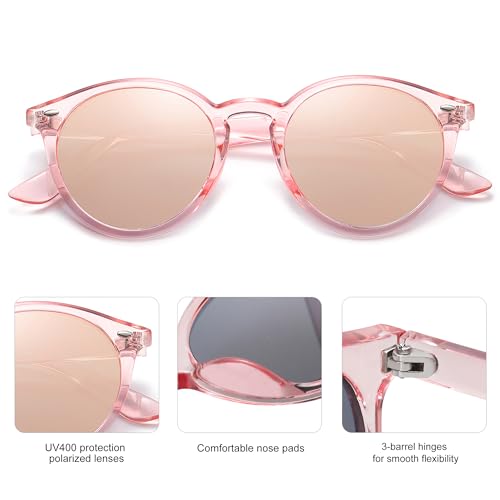 Image of SOJOS Retro Round Polarized Sunglasses for Women Men Classic Vintage Sunnies SJ2069