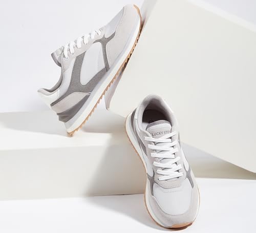 Image of LUCKY STEP Women's Platform Fashion Sneakers Suede Colorful Colorblock Stylish Retro Casual Neutral Tennis Running Footwear Walking Shoes