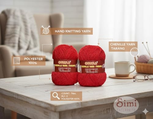 Image of M.G Enterprise 3 Ply Knitting Yarn Wool, Light Red Ball 200 gm Best Used with Knitting Needles, Crochet Needles Wool Yarn for Knitting. by M.G Enterprise