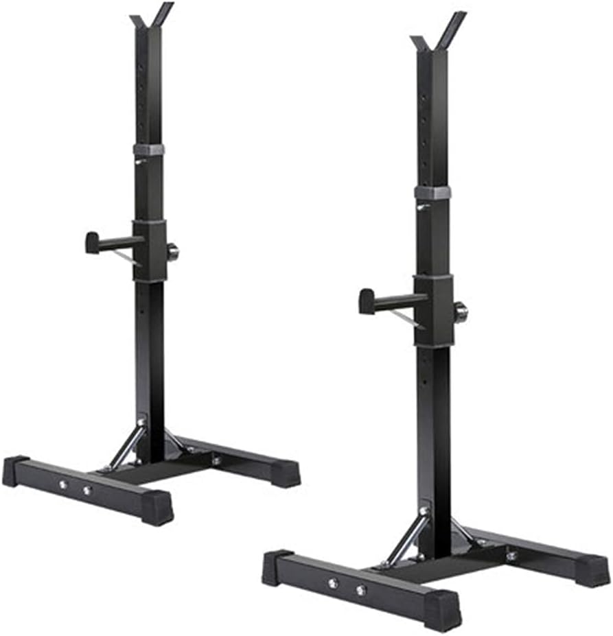 Adjustable Squat Rack Stand Barbell Rack Dip Bar Station Free Press Bench Rack Equipment 660LBS Max Load Multifunction Weight Lifting for Home Gym