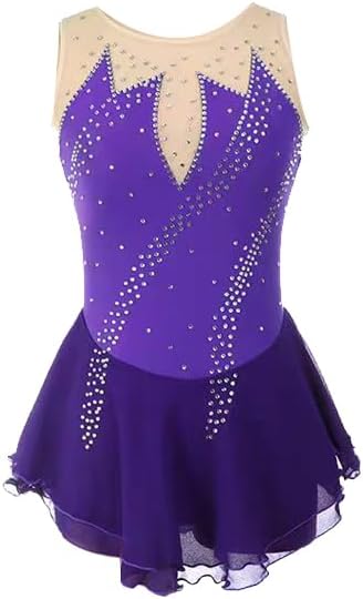 ArtSkating Figure Skating Dress, Deep Purple Sparkly Rhinestone Skating Dress, Elegant Ice Performance Wear for Competitions & Ice Shows