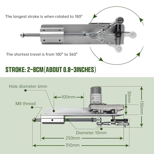 Image of CNCTOPBAOS DC24V Reciprocating Linear Actuator Stroke 2-8CM 3 Inch,Adjustable Telescopic Rocker Arm Mechanism Gear Motor Speed Regulation Adapter 120RPM 0.78 inch-3.14 inch