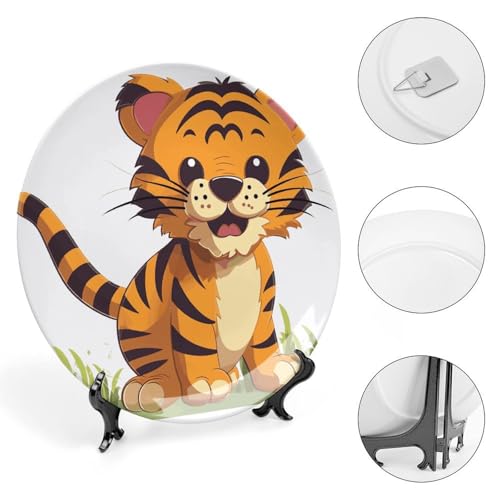 Plato decorativo de cerámica Bone China con diseño Spotted Tiger 6in miniatura 4