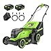 Greenworks 48V (24V x 2) Cordless Lawnmower for Large Lawns up to 440m2, 41cm Cutting Width, 40L Bag, Lawnmower with Two 4Ah Batteries and Twin Charger, 3 Year Guarantee MO48L422-01
