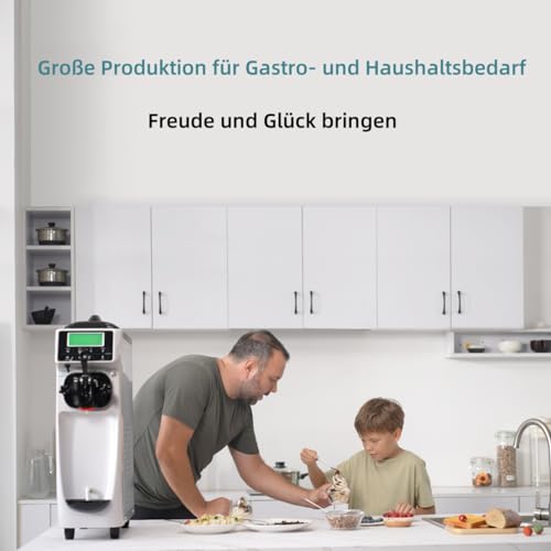 GSE Eismaschine Gastronomie 18L/Std. vorkühlend 1200W Speiseeisbereiter 6L Edelstahl Behälter Softeismaschine selbstkühlend Eiscreme Maschine mit Kompressor Eisbereiter für zuhause Eisdiele Restaurant – Bild 5