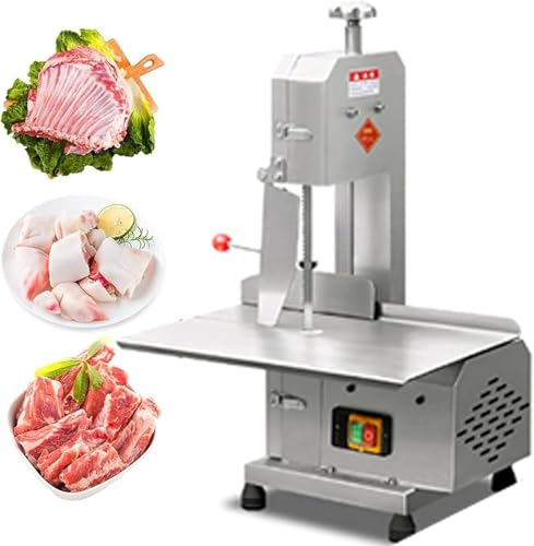 JKJZSALJ Meat Cutting Bandsaw Machine - 750W Electric Bone Saw,Commercial Meat Cutters, 0-13Cm Cutting Thickness 6 Saw Blades F Rozen Meat Cutters For Ribs