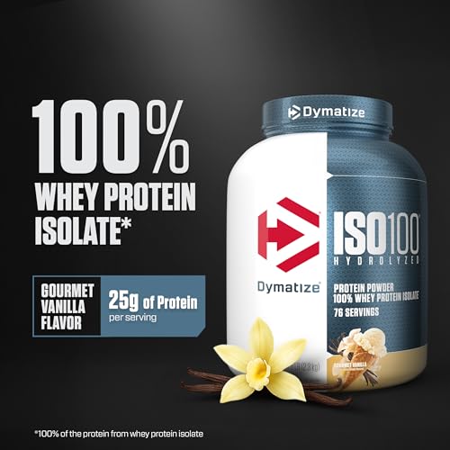 Image of Dymatize ISO 100 Whey Protein Powder with 25g of Hydrolyzed 100% Whey Isolate, Vanilla 5 Pound, Package may vary