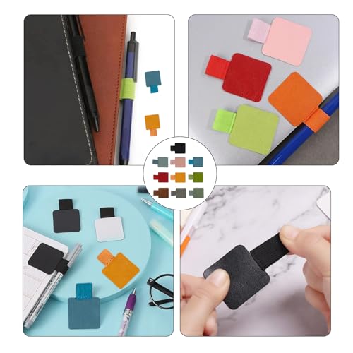 10 Stück Stiftschlaufe Selbstklebend,Stifthalter Notizbuch,Stifthalter Selbstklebend,Elastische Farbe Stiftschlaufe,Lederstifthalter,Stiftringhalter,Pen Loop Clips für Tagebuch,Notebook,Kalender