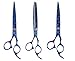 ShearsDirect 3-Piece Straight and Curved Plus Blue Titanium with Paw Prints