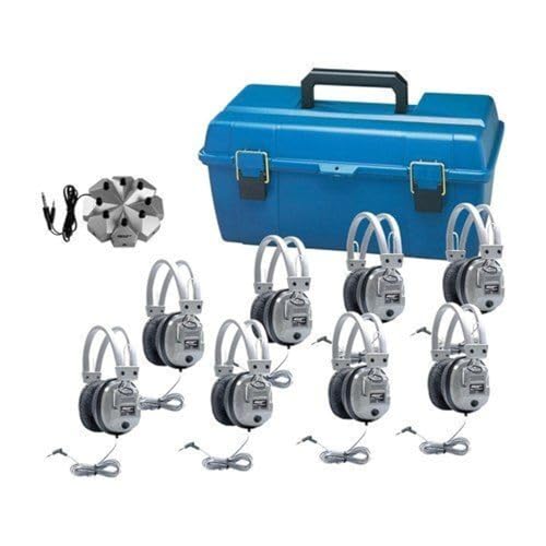 Hamilton Buhl Listening Center, 8 Station Jackbox with Volume, Deluxe Headphones with Carry Case
