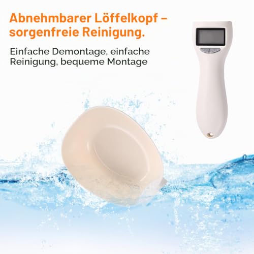 Sporgo Digitale Löffelwaage 1g Genauigkeit: 800g Digitale Küchenwaage mit LCD Display Messlöffel, Abnehmbaren Löffelwaage für Hundefutter, Milchpulver, Gewürze und Lebensmittel