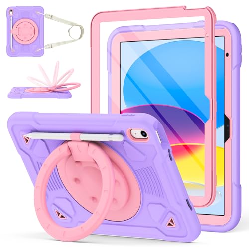 Étui robuste pour iPad idéal pour les cours et voyages avec sa coque antichoc violette