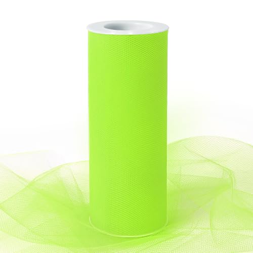 Image of Lime Green Tulle Fabric Ribbon 6 Inch by 25 Yards Rolls Fabric Spool Tulle for Gift Wrapping Wedding Decorations Craft Supplies DIY Tutu Skirt Baby Shower Birthday Party