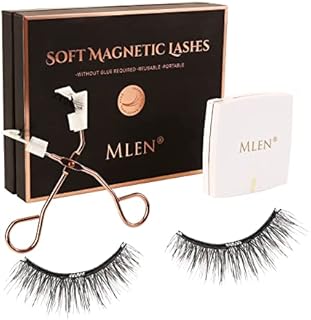 MLEN Dual Magnetic Eyelashes - Soft Magnets False Eyelashes Reusable 3D Lashes Extension with Tweezers NO Eyeliner and Glue Free (Style A)
