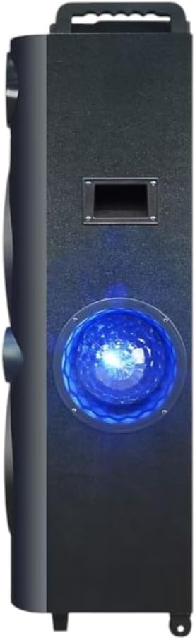 QFX PBX-1260 Dual 12" Party Speaker with Rechargeable Battery and LED Lights, Microphone, USB & AUX-in Input, FM Radio, Treble Bass & Echo Controls, 6-8 Hours Battery Life (Renewed)