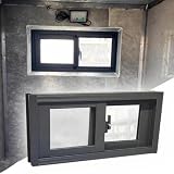 Finestra scorrevole in alluminio per cantina mobile 53,3 x 43,2 cm e 81,3 x 61 cm, ideale per capannoni, bagni e ges, supporto incorporato grigio (LxA) 75 x 40 cm/30 x 16