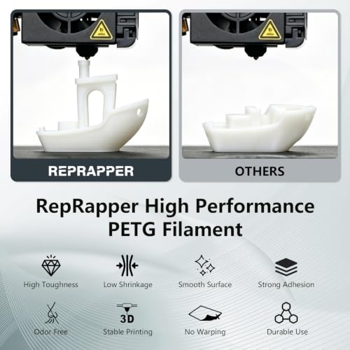 Image of RepRapper PETG Filament 1.75mm 5KG Large Spool(11.02 lb),Stronger Toughness Weather-Resistant Odorless Filament, Fit Most FDM 3D Printers, White