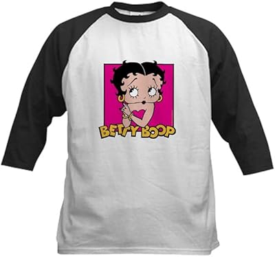 CafePress Betty Boop in Pink Kids Baseball T Shirt Kids Cotton Baseball Jersey, 3/4 Raglan Sleeve Shirt