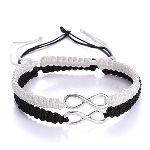 Image of COLORFUL BLING Lucky 8 Infinity Couple Bracelet Braided Leather Rope Bangle Wrist Adjustable Chain Fit 7-9 Inch for Lover Friendship