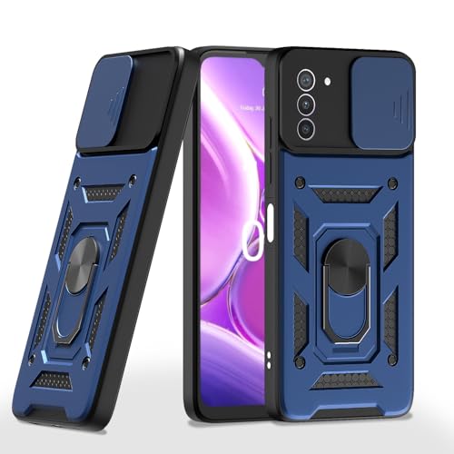 Image of Pikkme D10 Tough Armor Bumper Case | 360 Protection Case | Sliding Camera Shield Cover & Ring Holder Stand Back Cover for Nokia G42 5G (Blue)