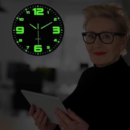 Jofomp Modern Night Light Wall Clock, 12 Inch Silent Non-Ticking Clock With Glow In The Dark Function, Battery Operate Lighted Wall Clock For Living Room Kitchen Bedroom Decor (White) #TOP3
