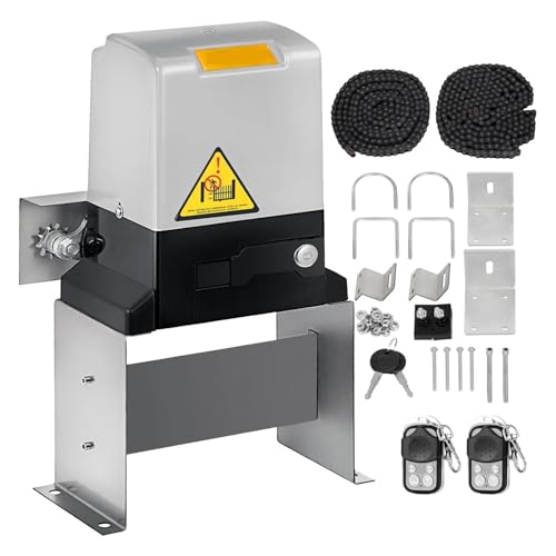 Gate Opener Kit, Electric Sliding Gate Opener Kit AC Motor Automatic Door Operators Driveway Slide Roller Infrared Sensor 2 Remote(220)